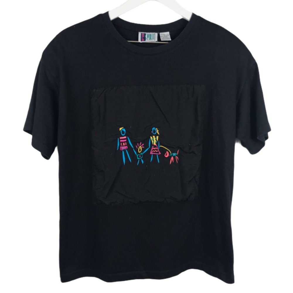 Vintage Bolo Spirit Black Embroidered Family Tee